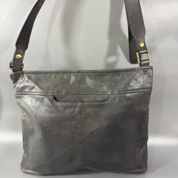 Hobo Angler Gray Leather Crossbody Bag - Picture 6 of 15